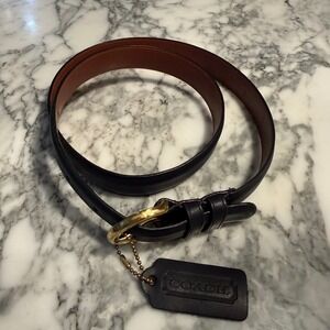 Coach 8400 Vintage Black Leather Belt Glove Tanned Cowhide Brass Buckle Large